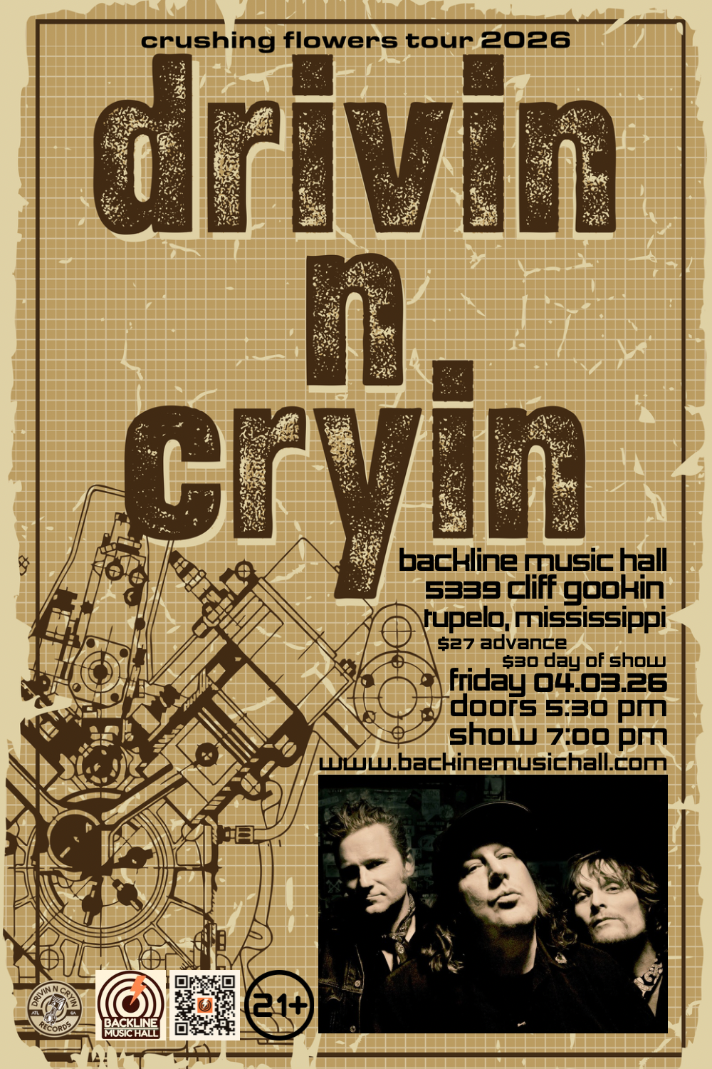 2026.04.03 Drivin N Cryin — BACKLINE MUSIC HALL | Tupelo Live Music